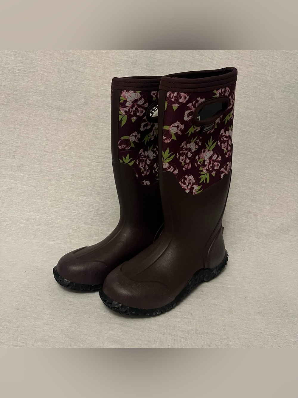 Bogs Mesa Peony Burgundy Floral Waterproof Rain Boots